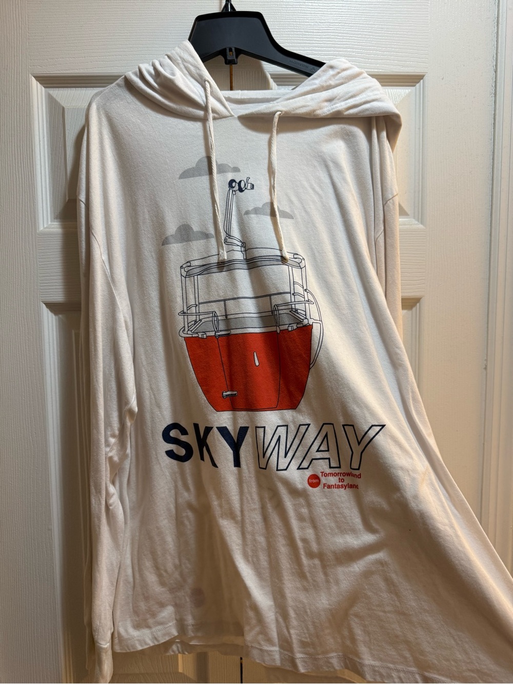XL Skyway Graphic Hooded Adult Top - White with Red Accent